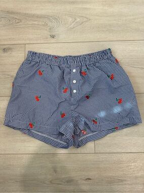 Urban Renewal Cherry Gingham Boxer Shorts Blue White Size M